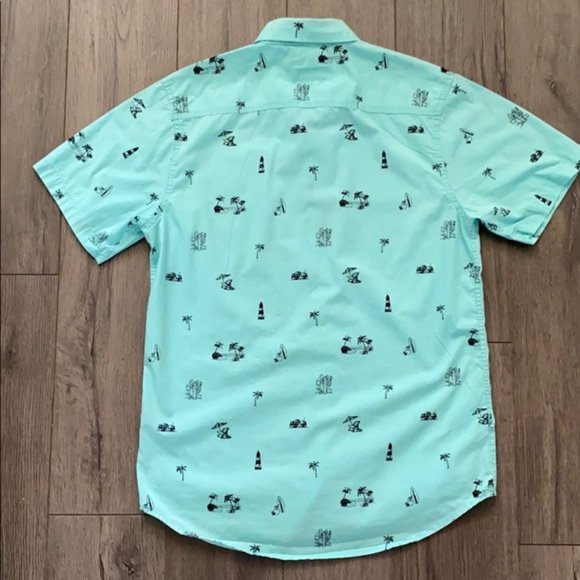 Carbon Men’s Tropical Button Down Short Sleeve Shirt - Picture 2 of 6